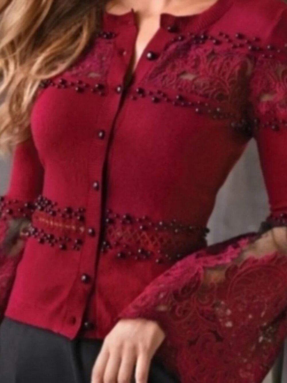 Pearl And Lace Embellished Cardigan - Boston Proper